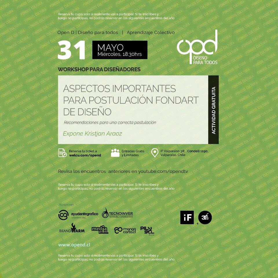 IKStudioDesign's tweet image. Ya estamos con toda la info. Reservas aquí welcu.com/opend/fondos-o… #fondart #diseño  @_chilediseno @diseño @iFValparaiso3iE @DuocUC @OpenD_