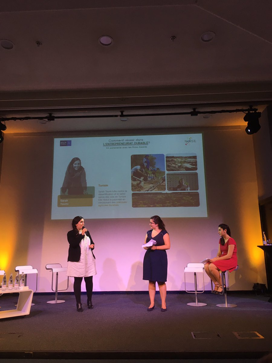 <a href="/SarahToumi/">Sarah Toumi</a> lauréate #RolexAwards monte sur scène afin de présenter son projet, lutter contre la désertification en Tunisie