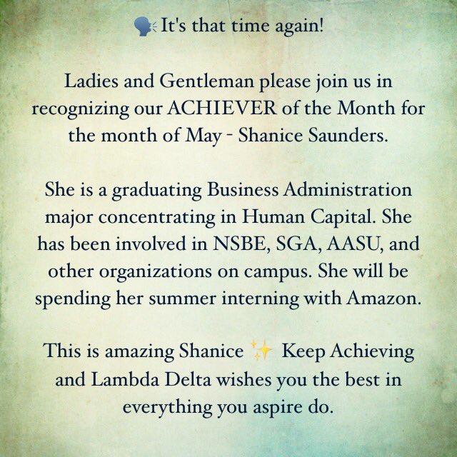 LDNupes's tweet photo. 🗣 Ladies and Gentlemen: 

Please join us in congratulating Lambda Delta's ACHIEVER for the Month of May - Shanice Saunders❗️🏆 https://t.co/Dt9Kpjje5u
