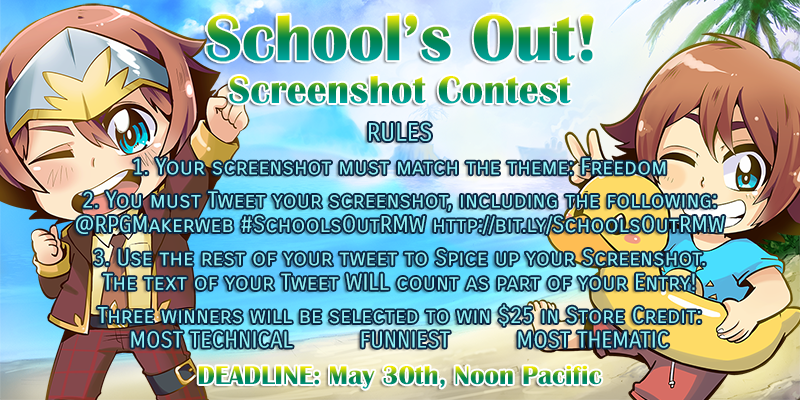RPGmakerweb's tweet photo. https://t.co/FU811Raekf Time is RUNNING OUT! Jump in on the School's Out Sale and our School's Out Screenshot Contest Today! #RPGMaker https://t.co/A2w5JhN78p