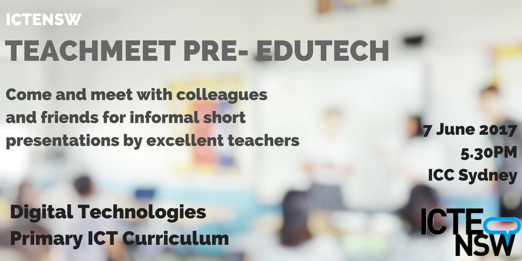 ICTENSW's tweet photo. Present or attend https://t.co/KM4BkrWZYM #TMSydney #TMEduTech #Edutech #aussieED #ozschat #digitaltechnologies #teachers #STEM https://t.co/WPyeIggA64
