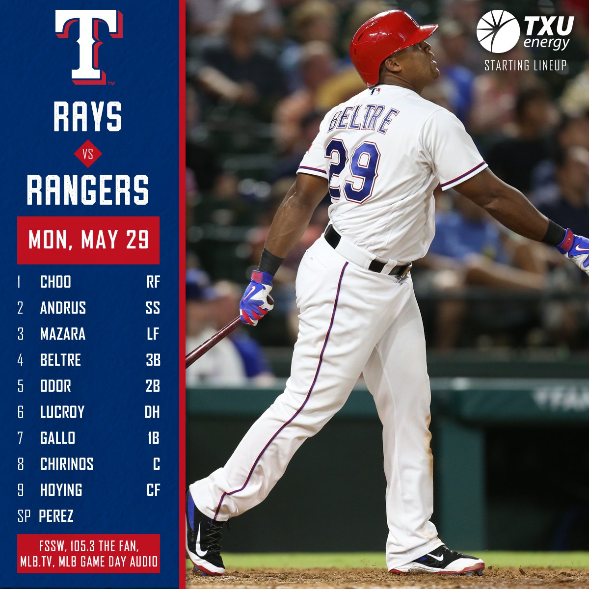 Rangers's tweet photo. El Capitan returns tonight at 7:05 pm! #BeltreIsBack
Game Preview: https://t.co/4M6HAhplQS https://t.co/c8ViDmFLcJ