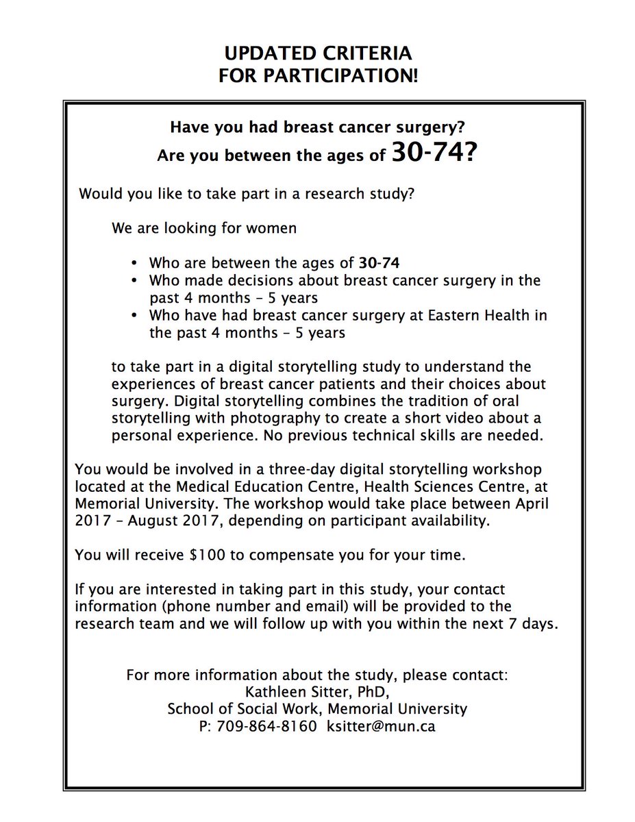 HIPPCollab's tweet photo. Digital storytelling workshop for breast cancer survivors this weekend June 3 &amp; 4 (9-11am). @Cancercarefdn @CancerSocietyNL https://t.co/z6yu1yBqo4