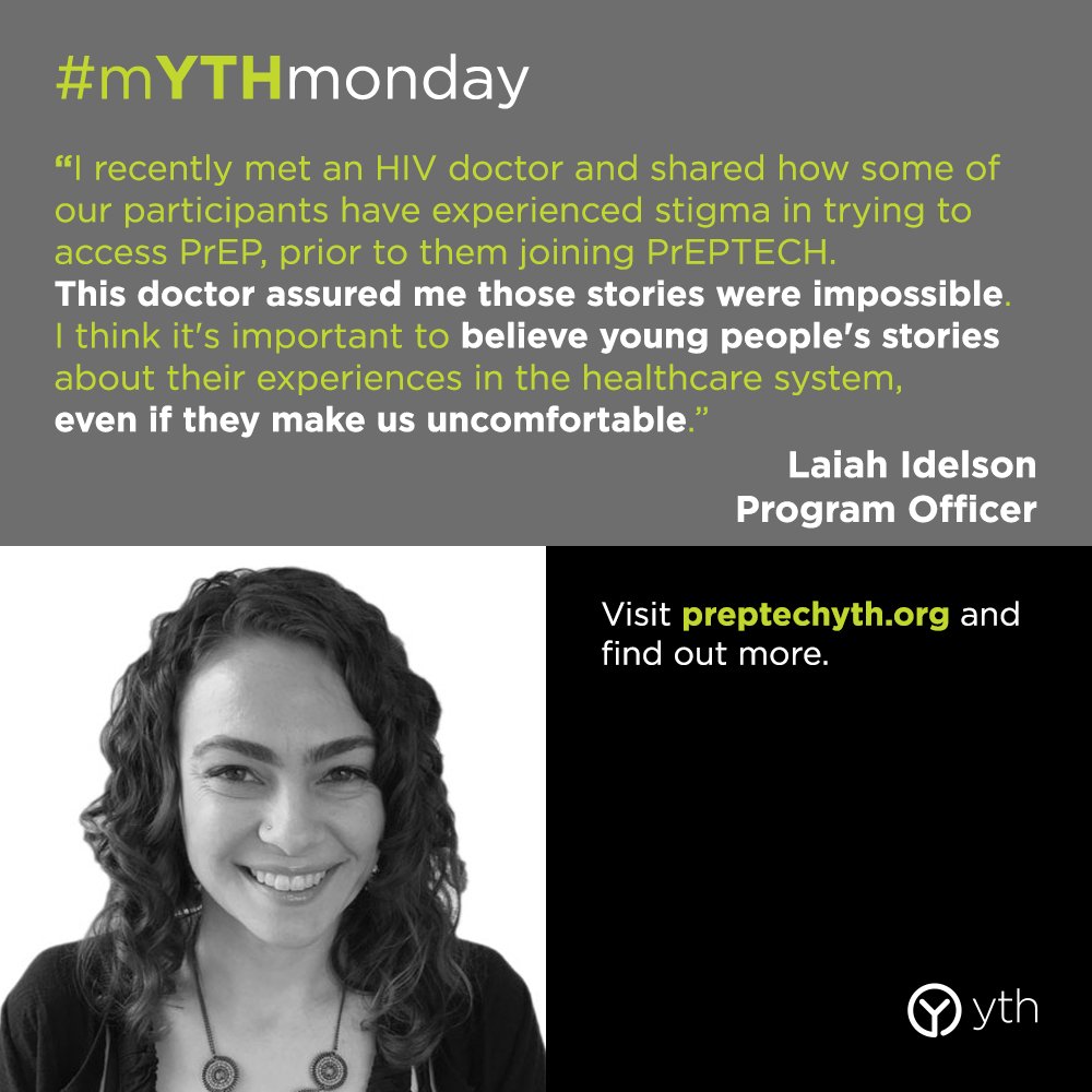 YTHorg's tweet photo. Question: Is #PrEP easy for youth to access? Myth! That's why we created #PrEPTECH #telemedicine #mYTHMonday. https://t.co/S3DoYHODkC https://t.co/tVvnedN2LH