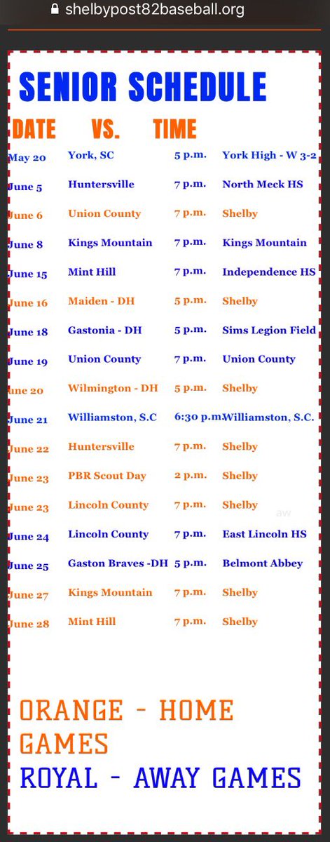 ShelbyPost82's tweet photo. Newly Updated schedule on 
https://t.co/cAp4PuI4xh #Post82 Listen live @TheBOSS1015FM  #baseball https://t.co/cYNBYgWLIf