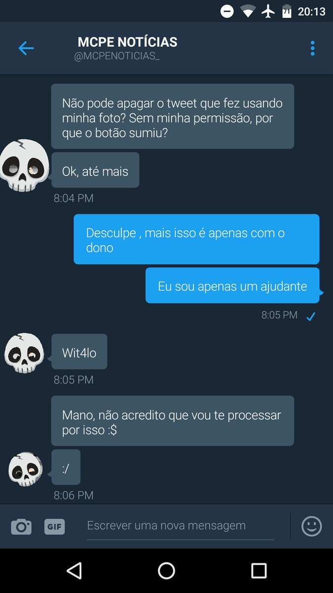 "O TOP MCPE ACABAR DE LEVA UM PROCESSO! POR DIREITO DE IMAGENS ", AGRADECEMOS A TODOS NOSSOS SEGUIDORES QUE ESTEVE CONOSCO :D