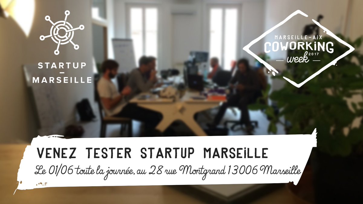 StartupMRS's tweet photo. Participez à nos 3 rencontres pour la #CoworkingWeek2017 : Atelier Email Ninja, Formation React.JS &amp; JPO
https://t.co/9srJdPAG1F #marseille https://t.co/x1njOLQxXM