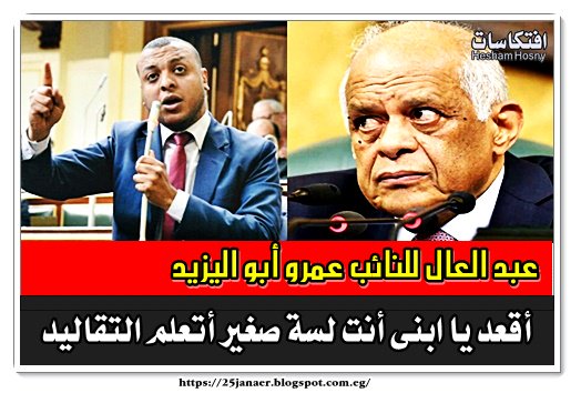 عبد العال للنائب عمرو أبو اليزيد أقعد يا ابنى أنت لسة صغير أتعلم التقاليد