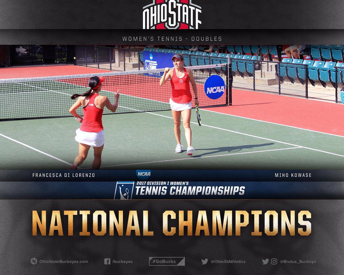 OhioStateWTEN's tweet photo. Francesca and Miho take the breaker 10-7 and win the NCAA Doubles National Championship!! #GoBucks https://t.co/4GCDaXjgNi