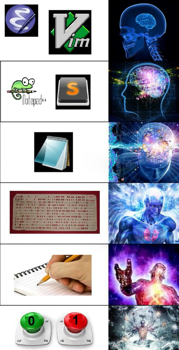 prohumorbot's tweet photo. Text editors are for the weak
#programmer #funny https://t.co/eMmbEKmkLE