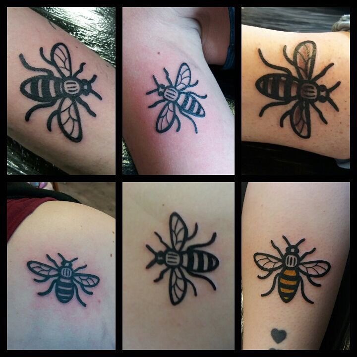 InkdTattoo1's tweet image. Just some of the #manchesterbees Danny and Martin did in the Rochdale shop raising £2360 for charity #manchesterbombing