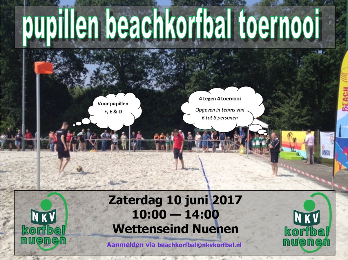 NKV #korfbal organiseert in juni een 2-tal activiteiten op haar mooie beach veld: 10 juni pupillen toernooi voor D-E-F #nuenen #beachkorfbal