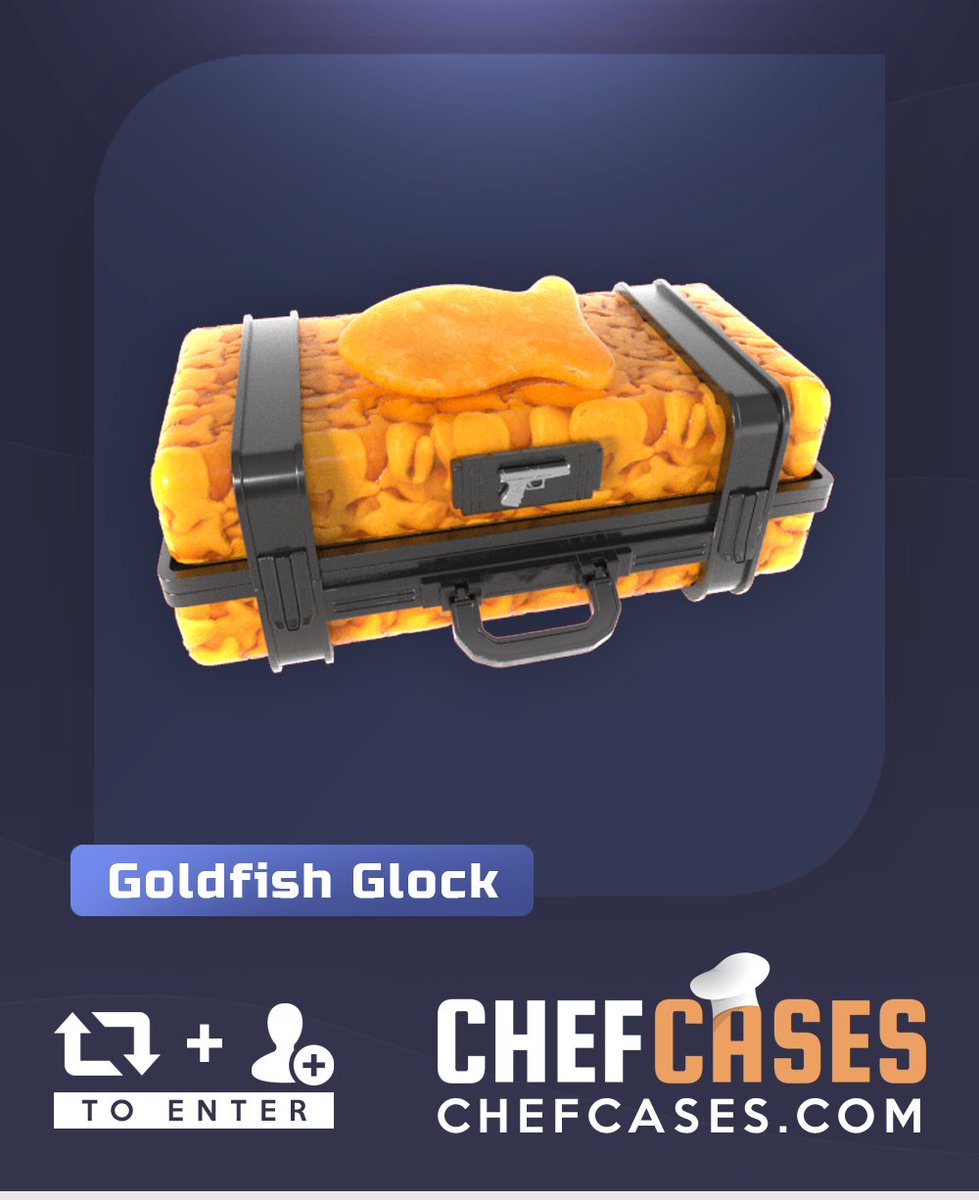 Chefcases's tweet photo. 1 Hour 4x Goldfish Glock Cases Giveaway!

To win:
- Retweet+Follow
- Go: https://t.co/JlOXe7HLt8
- Tag two friends https://t.co/E5kkH7Cseu