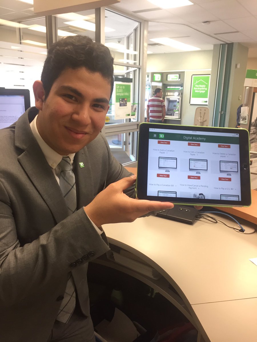 CarlosPena_ST's tweet photo. Learning about the many different great ways to do banking here at the Leamington TD Canada Trust branch! #digitalWOR @TD_Canada https://t.co/fZaYALVVU5