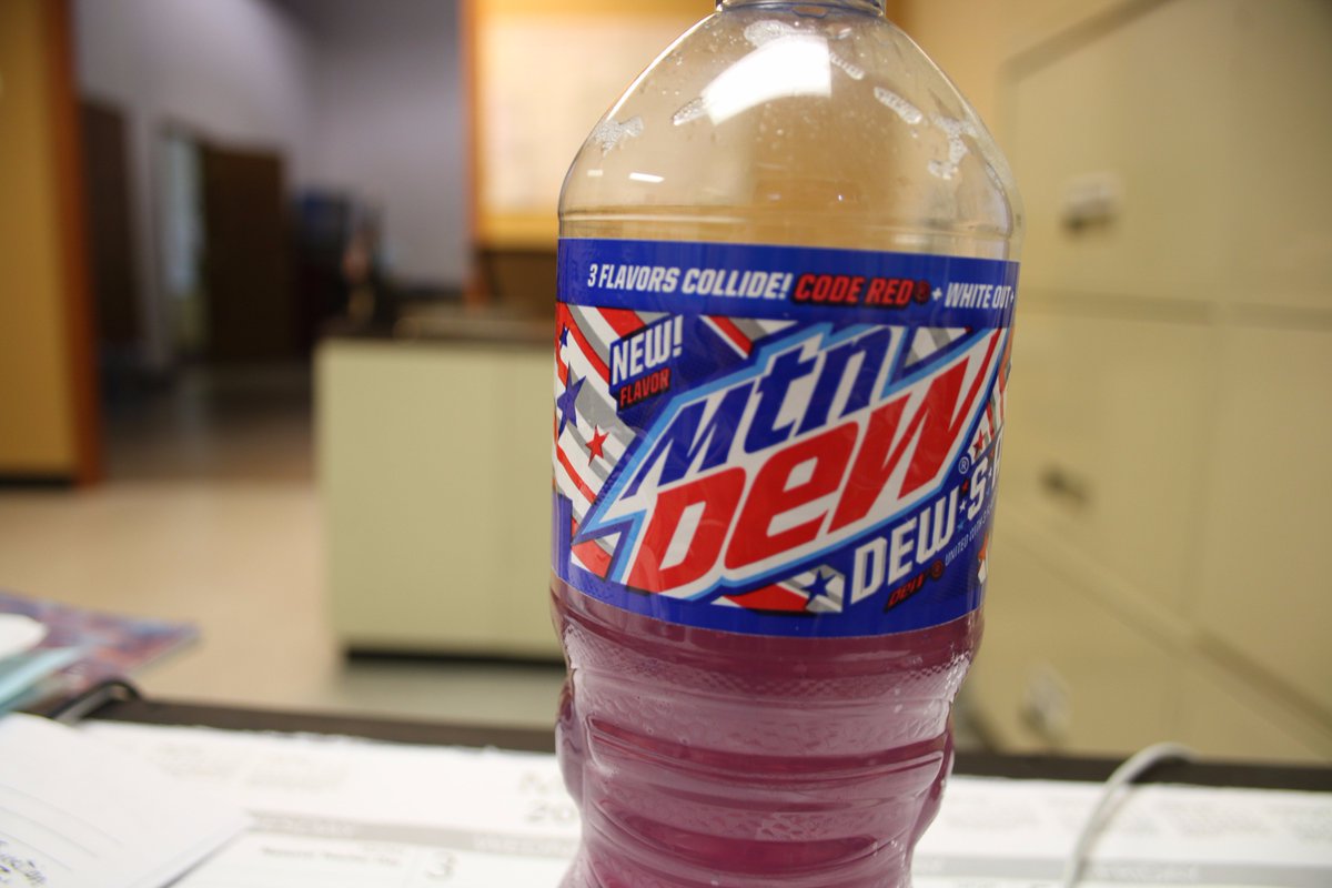 RussIowa's tweet photo. Test-drove "Dew•S•A," the purple Code Red/White Out/Voltage blended flavor today. A better name would have been "Mountain Don't." #TakeAPass https://t.co/BZci7Uvpgn