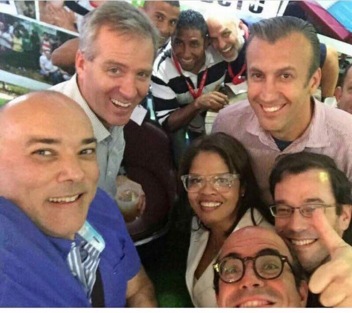 NowVisionNews's tweet photo. Que tal? Alberto Vollmer y  Andres Chumaceiro celebran con el Narco Tarek El Aissami viva Ron Santa Teresa https://t.co/z6c2ylj7Xk