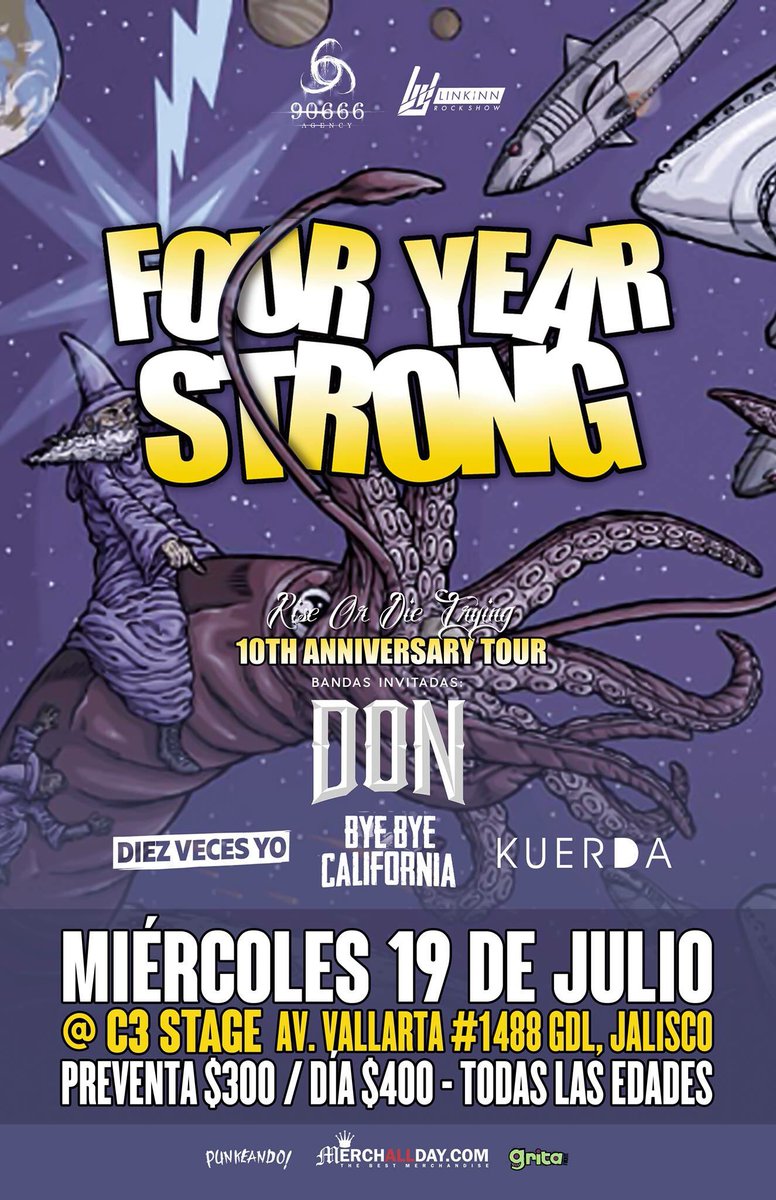 DiezVecesYo's tweet photo. Guadalajara!! Nos vemos el 19 de julio con 🔥@fouryearstrong 🔥va estar bien chingon💙 https://t.co/75aMXnupPA