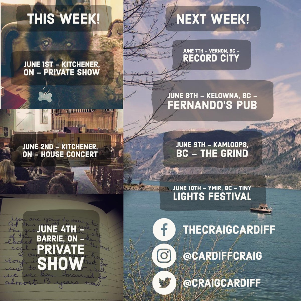 A look at our next two weeks! <a href="/FernandosPub/">Fernando's Pub</a> <a href="/tinylightsfest/">Tiny Lights Festival</a> #kitchener #barrie #vernon #kelowna  #kamloops #ymir #tinylightsfestival
