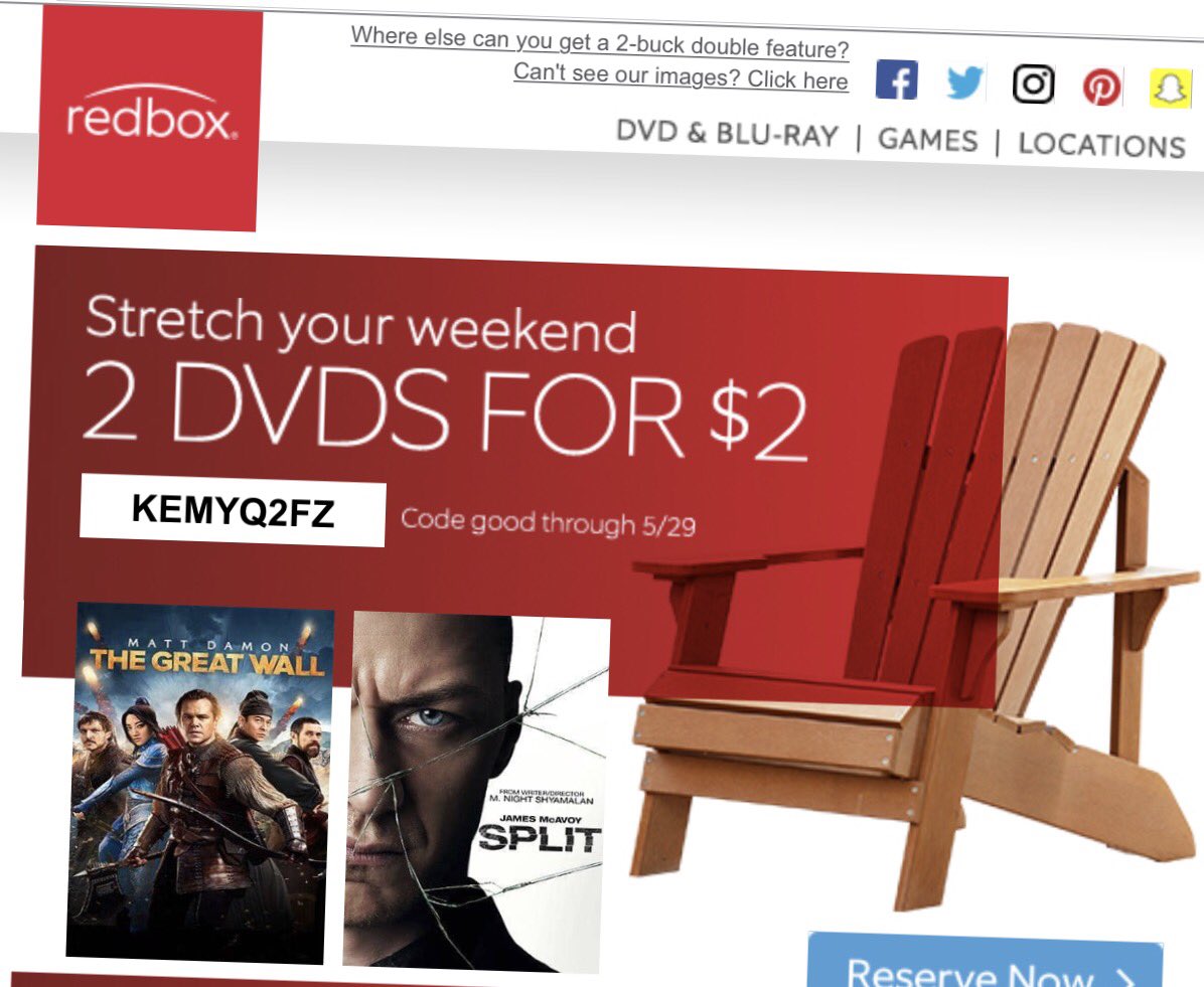 LegoMyLago's tweet photo. If anyone wants a free Redbox rental here is a code #freeredbox #redbox https://t.co/kG7S88lUJ4