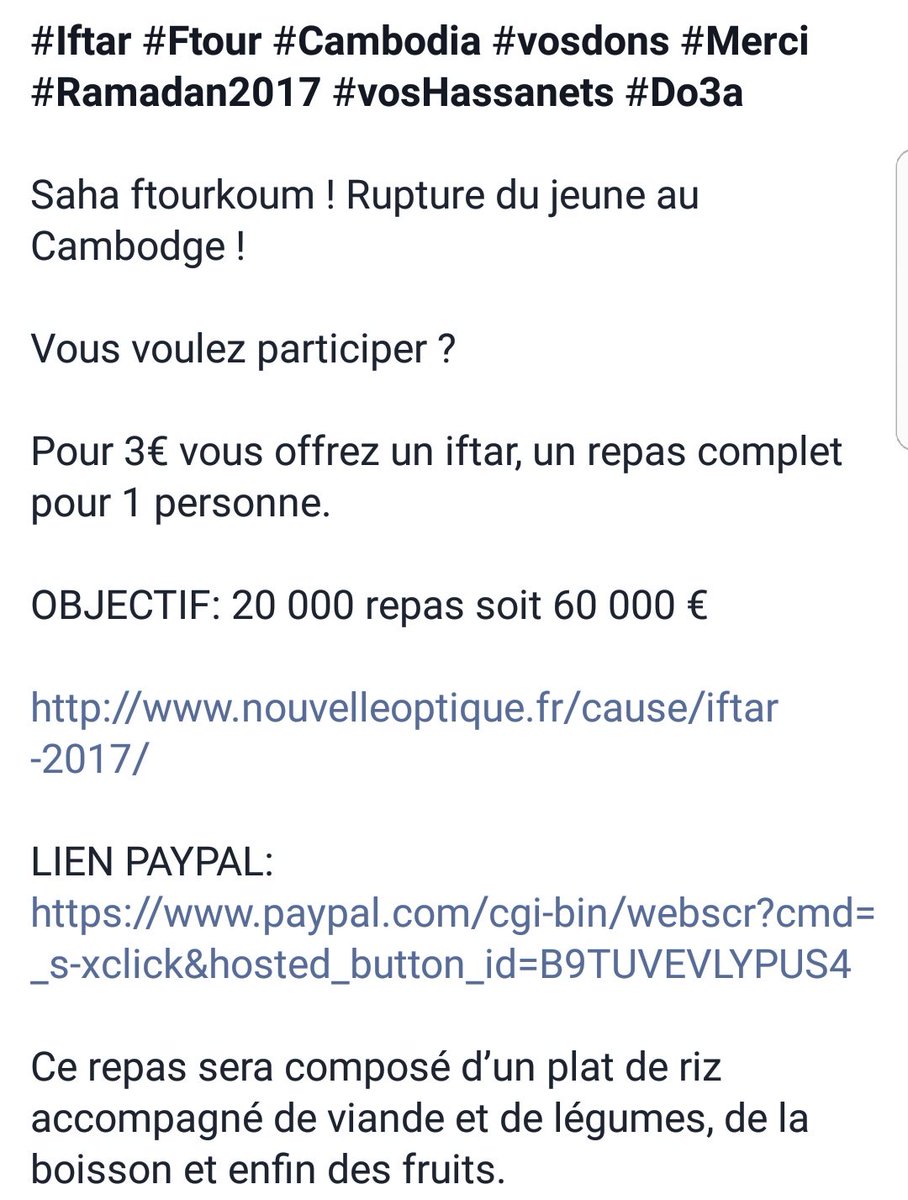 Nouvelleoptique's tweet photo. #Iftar #Ftour #Cambodia #vosdons #Merci #Ramadan2017 #Hassanets #Do3a
Saha ftourkoum!
https://t.co/0IXYicEt5z
https://t.co/1n4kVMkdYR Rt https://t.co/cN9folXHhJ