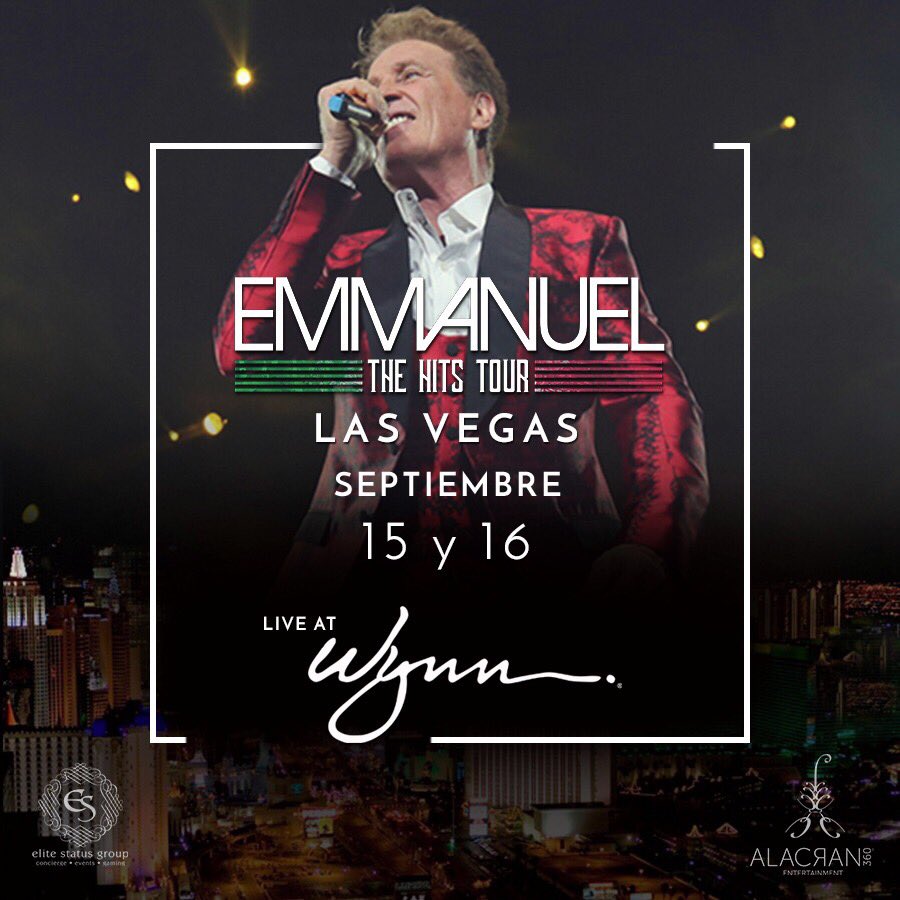 M_BADIN's tweet photo. @AlacranE360 con @EmmanuelOficial en el Wynn Las Vegas el próximo 15 y 16 de septiembre. ¡Prepárense! #TheHitsTour https://t.co/Lf90rZPt8G