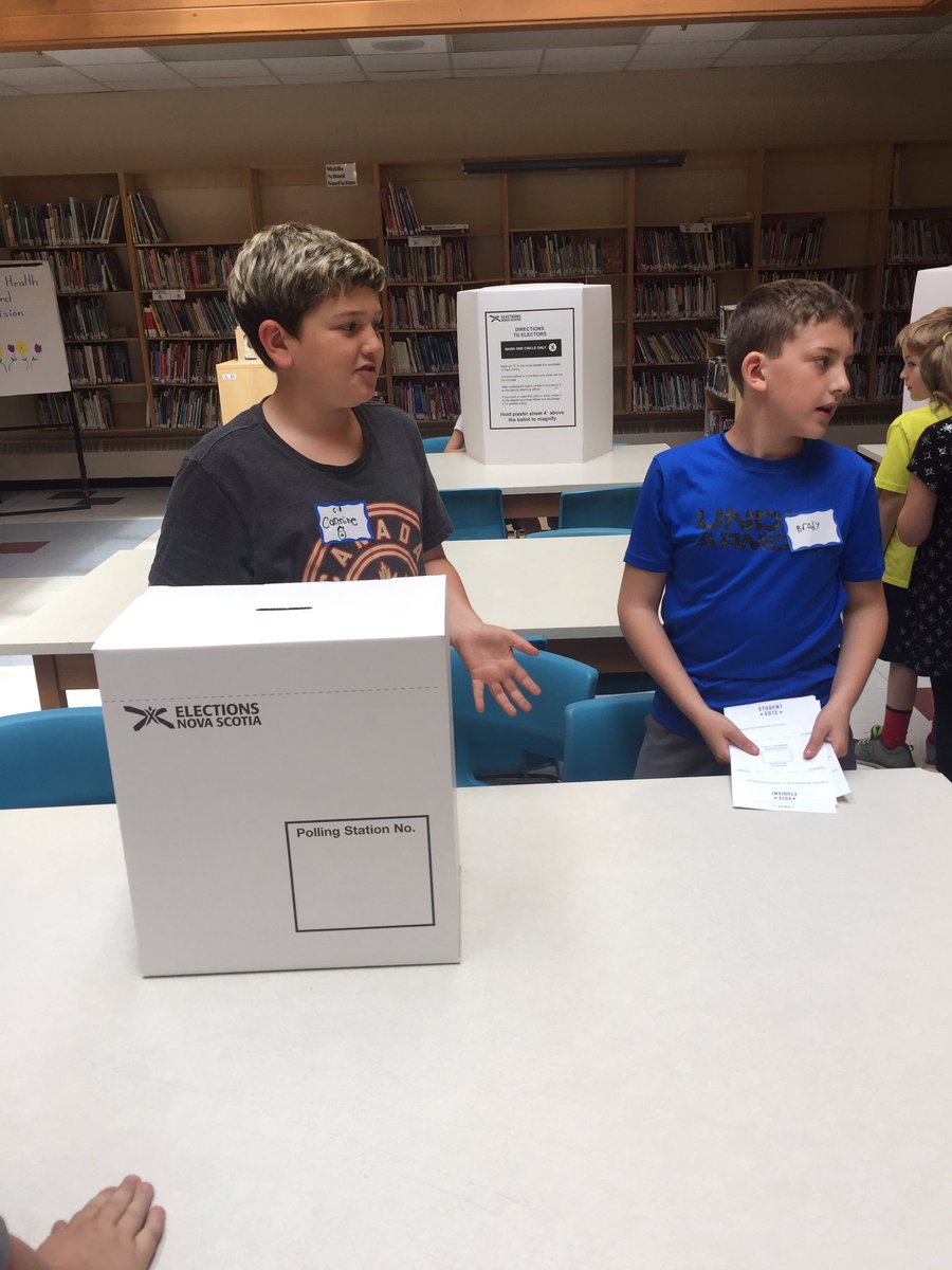 MsALeslie's tweet photo. Gr 4 students @CDS excited to participate in the #studentvoteNS @CIVIX_Canada for the second time this school year! https://t.co/fcoqp4w0Qf