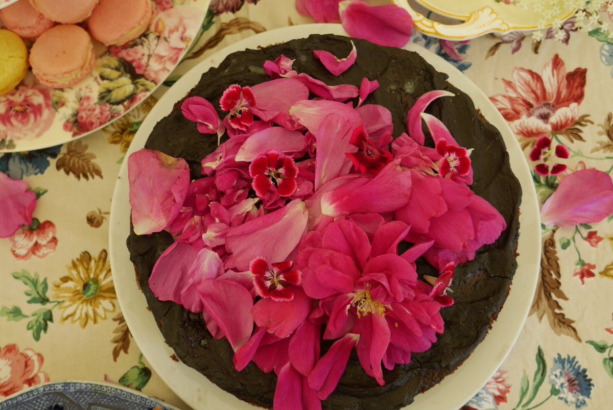Chocolate rose fudge cake at our high tea birthday party on Saturday.  Yes please.