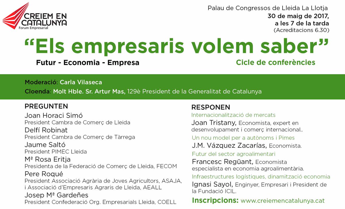 EconomRosDavid's tweet photo. Demà a LLEIDA Cambra de Comerç de Lleida, de Tàrrega, Pimec, FECOM, ASAJA, AEALL i COELL, #ElsEmpresarisVolemSaber a les 7 de la tarda. https://t.co/Om5Lv2JY2o