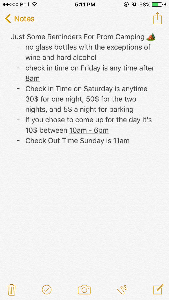 DAWPromCamping's tweet photo. Just some quick reminds for this weekend, any other questions just dm! https://t.co/tWDYNzEAlC