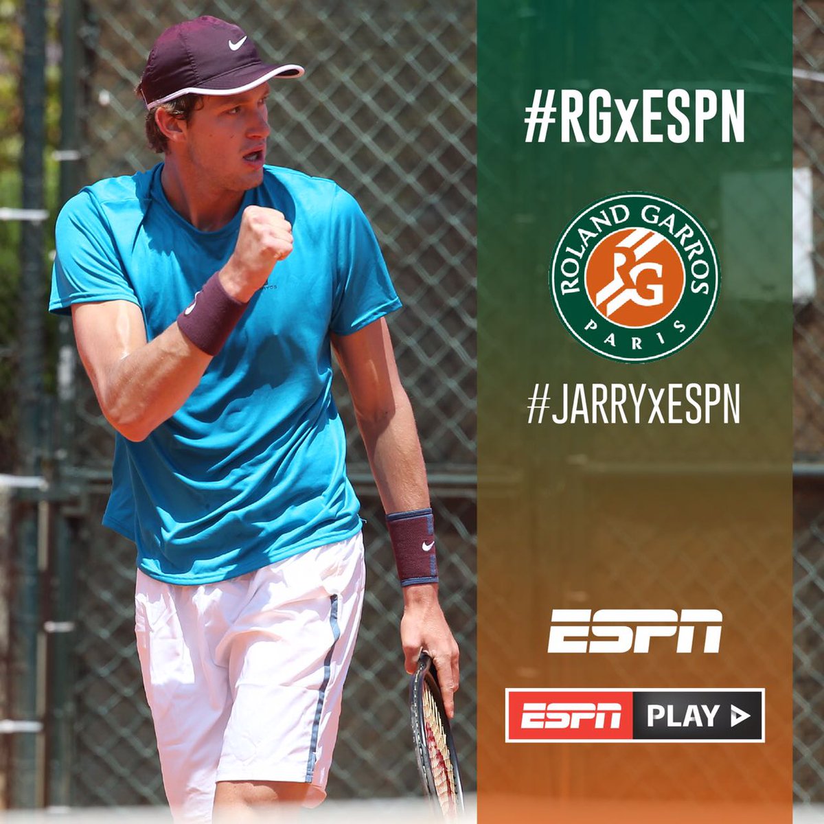 ESPNtenis's tweet photo. #RGxESPN ¡Mañana! @NicoJarry vs. Karen Khachanov en VIVO por #ESPN y @ESPNPLAY. Tras 6 años, un chileno vuelve a un Grand Slam. #JARRYxESPN https://t.co/WigytQjTw8