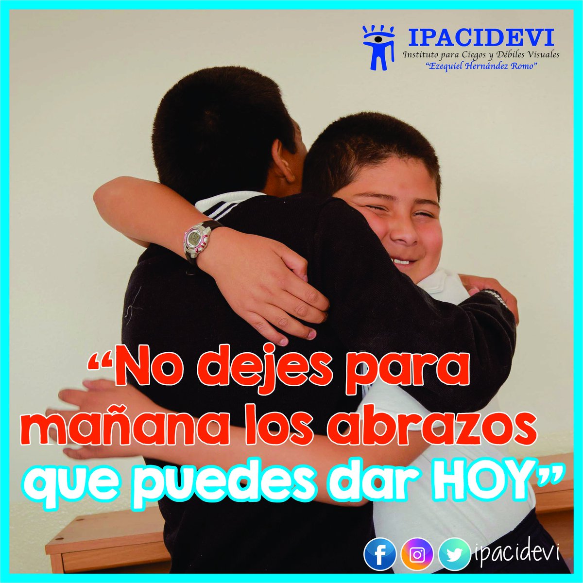 ipacidevi's tweet photo. ¿Cuántos abrazos dieron ya hoy? #lunes #IPACIDEVI #VerConElCorazon https://t.co/to0zwdU0eB