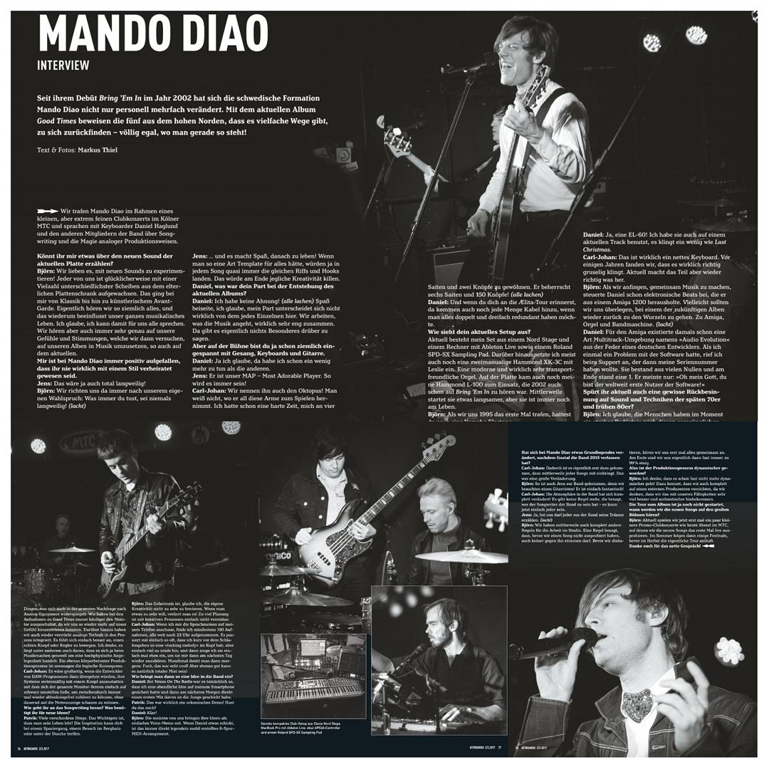 Indiependent_MD's tweet photo. Interesting Interview with @Mando_Diao in the german magazine "Keyboards" 02-03/2017 #mandodiao #keyboards https://t.co/8SakuRVG70