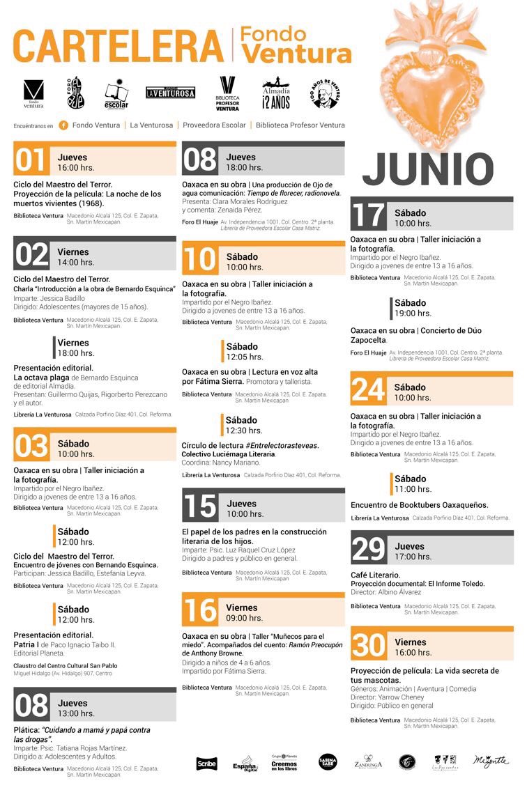 EladOax's tweet photo. En junio #CarteleraFondoVentura tiene muchas actividades preparadas, talleres, cine, conciertos y lecturas, todas de acceso gratuito https://t.co/9MGnjEgvGC