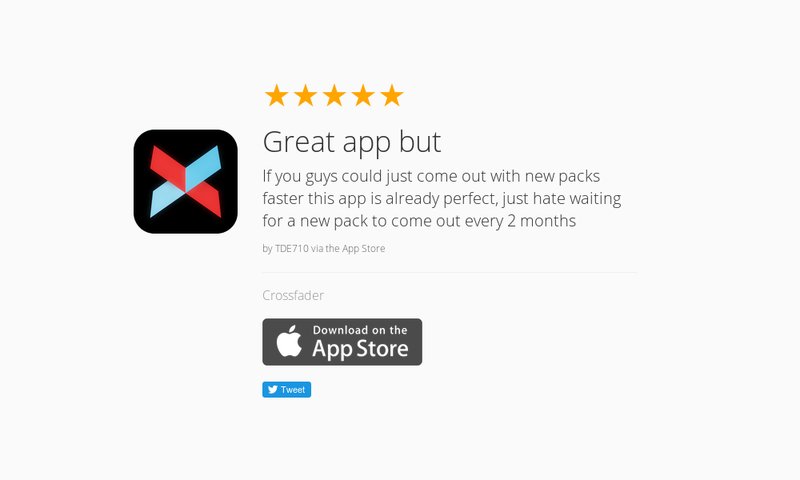5 Star Review: "Great app but: If you guys could just come out with new packs faster this…" launchkit.io/reviews/Dd5JJ8…