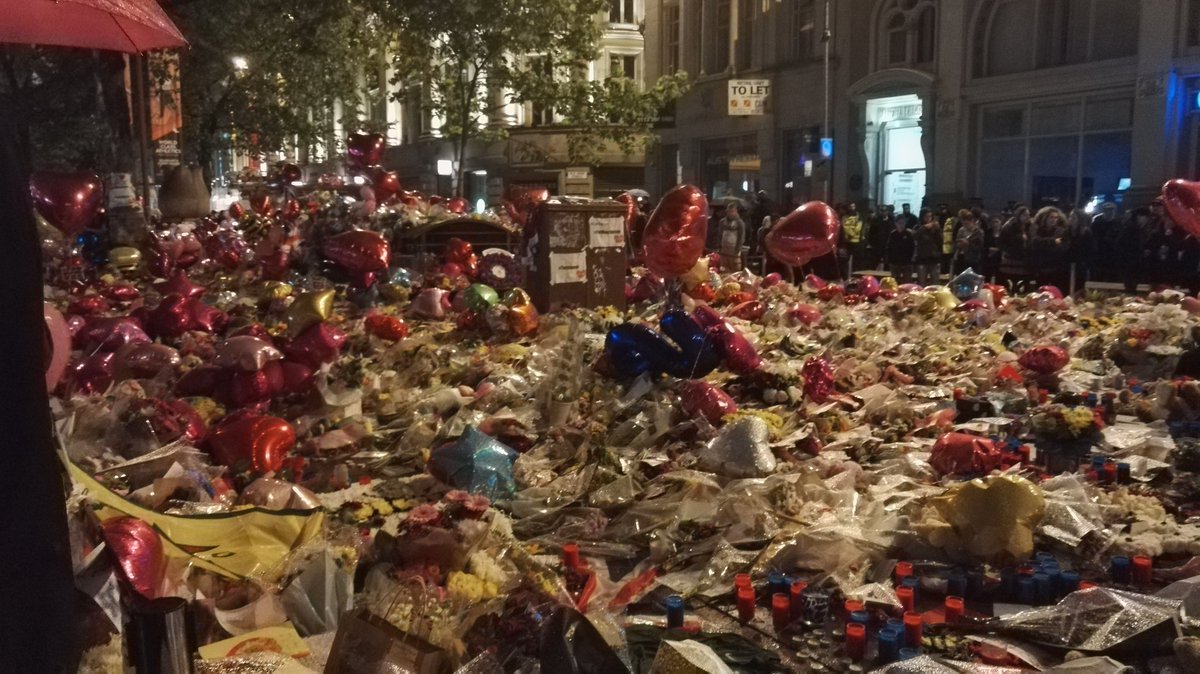 #manchester a silent audience 1 week on around a sea of flowers - stand by me is a song and message in everyones mind