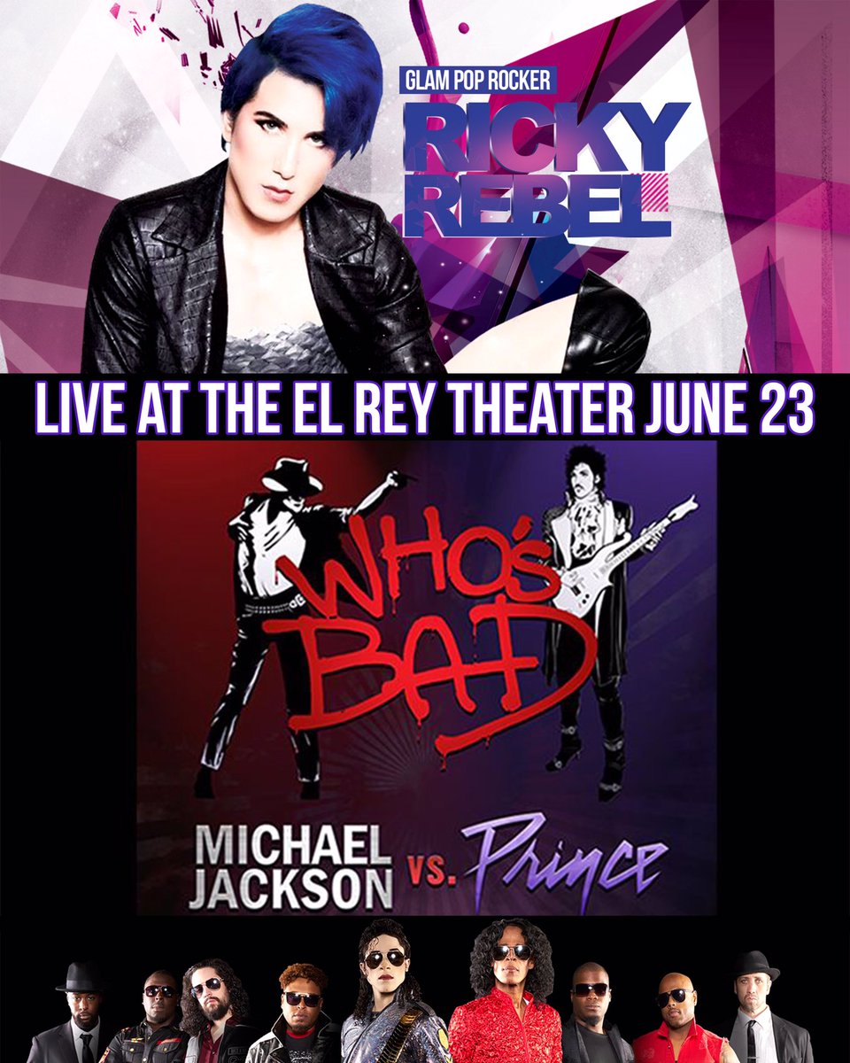 #RickyRebel, @whosbadmusic, & #princetributeband Live at the @elreytheatre FRI 6/23 TICKETS: theelrey.com/events/detail/….