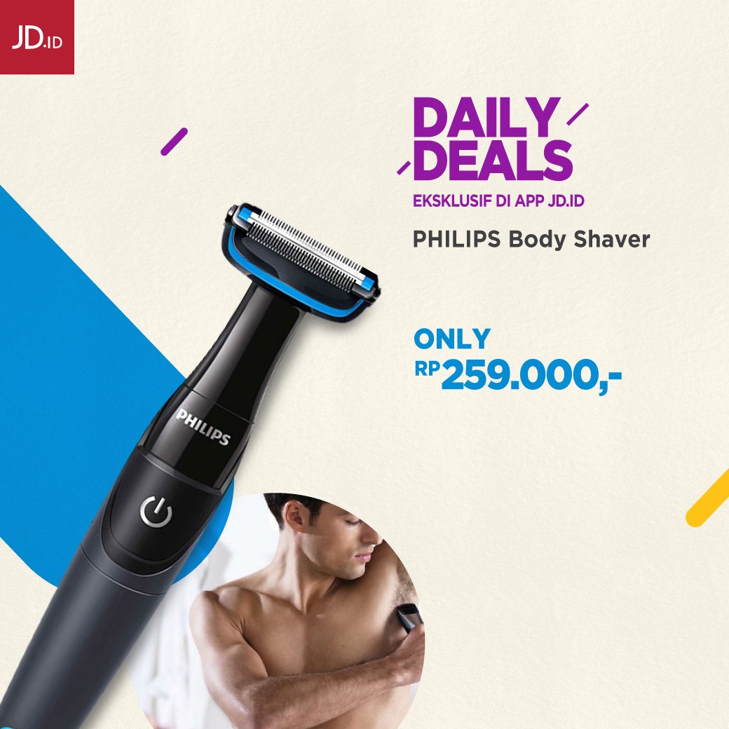 JDid's tweet photo. Today Daily Deals! Philips Body Shaver jadi 259RB saja. Promonya khusus di APP JD.id! #DailyDeals #philips #bodyshaver #MakeJoyHappen #JDID https://t.co/4H6ERbrvBK