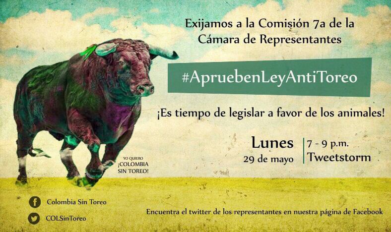 EprojectLatino's tweet photo. Todos unidos para que en Colombia #ApruebenLeyAntiToreo 
¡Por un país en paz! https://t.co/Sp4K20jy9n