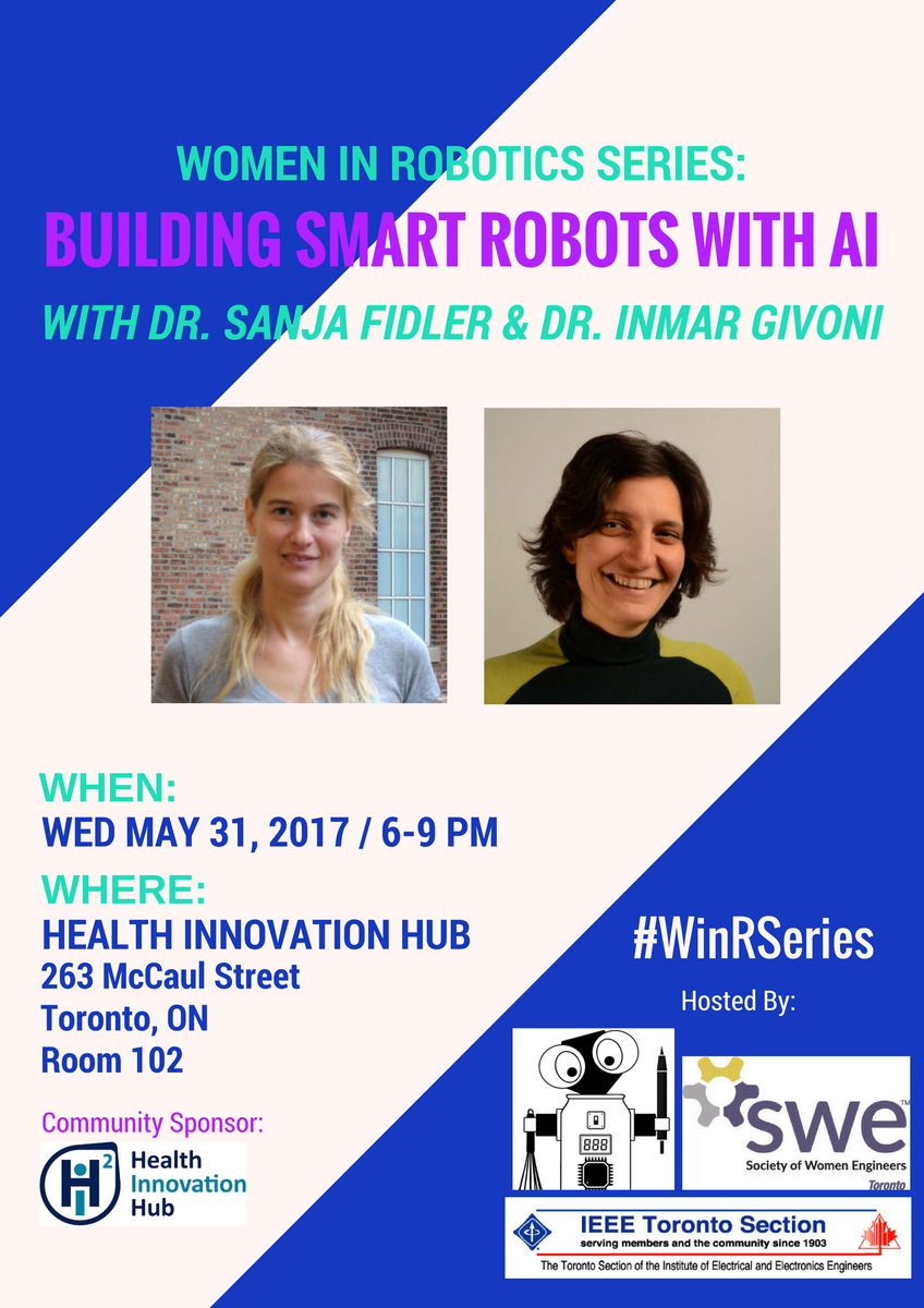 GYBORobotics's tweet photo. "Women in Robotics Series: Building Smart Robots with AI" is this Wednesday! Everyone is welcome! #WinRSeries RSVP: https://t.co/SBbI7KBsBd https://t.co/keS6mzkffY