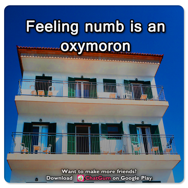 MobileChatApp's tweet photo. 🏻 Feeling numb is an oxymoron https://t.co/50xX2IMuvv