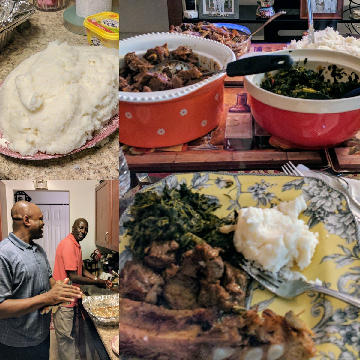 bill_malizia's tweet photo. Enjoyed a nice Kenyan style dinner with my wife and friends #ugali #goatmeat #greens #kenyancooking https://t.co/4LiMSwY2Zu