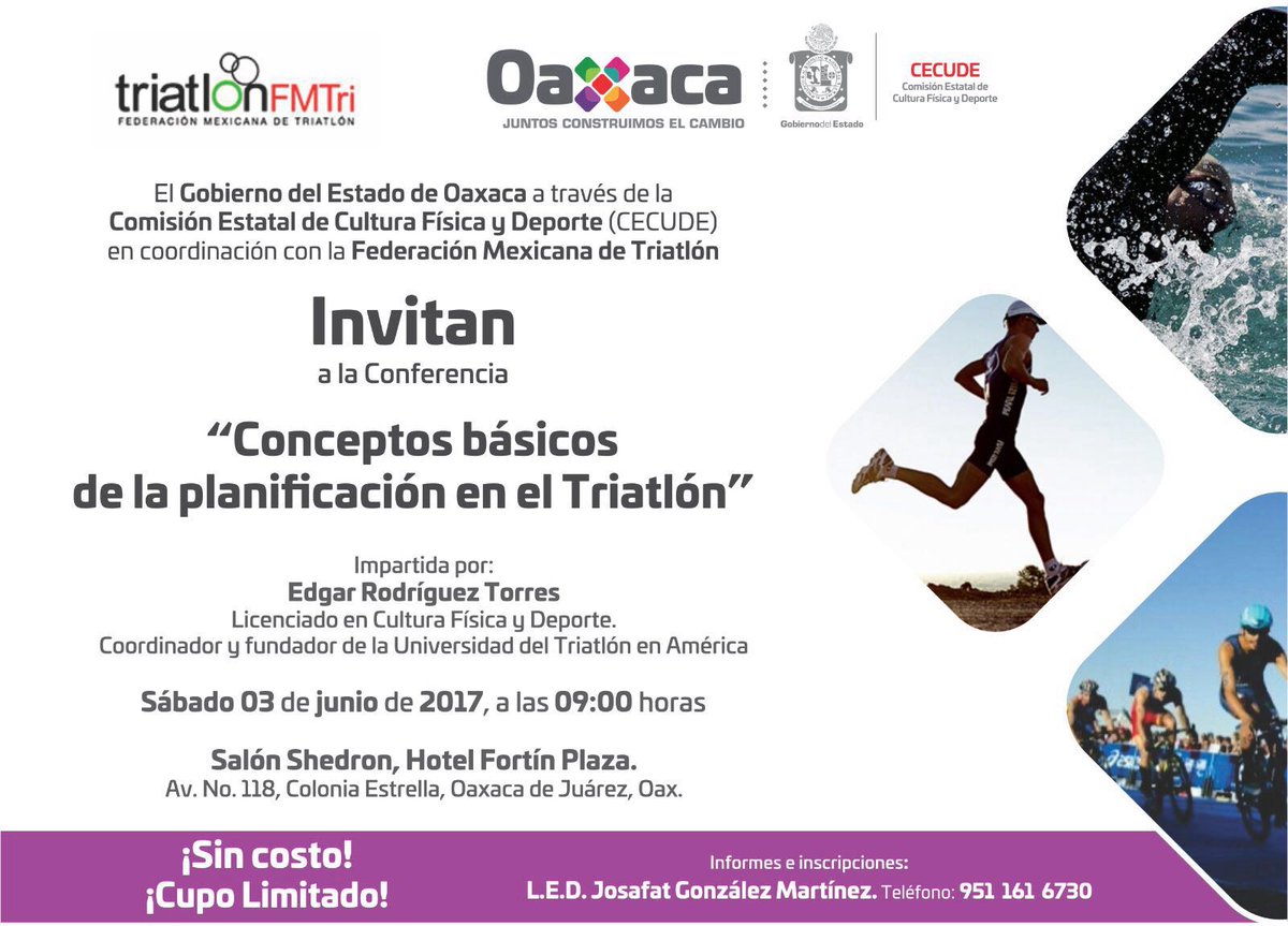 MontseHeinze's tweet photo. La Comisión del Deporte de Oaxaca @CECUDE_GobOax y la Federación de Triatlón @FedMexTriatlon invitan. @alejandromurat #Oaxaca https://t.co/hZldbAMueB