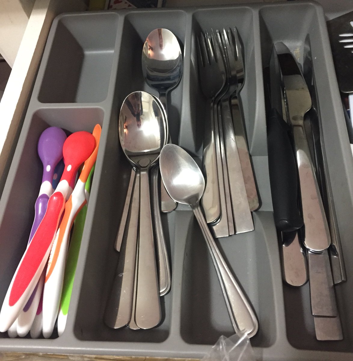 carlyincontro's tweet photo. erin and i are like basically 30 and have a drawer for baby spoons not clickbait https://t.co/Z4HQDeruNe