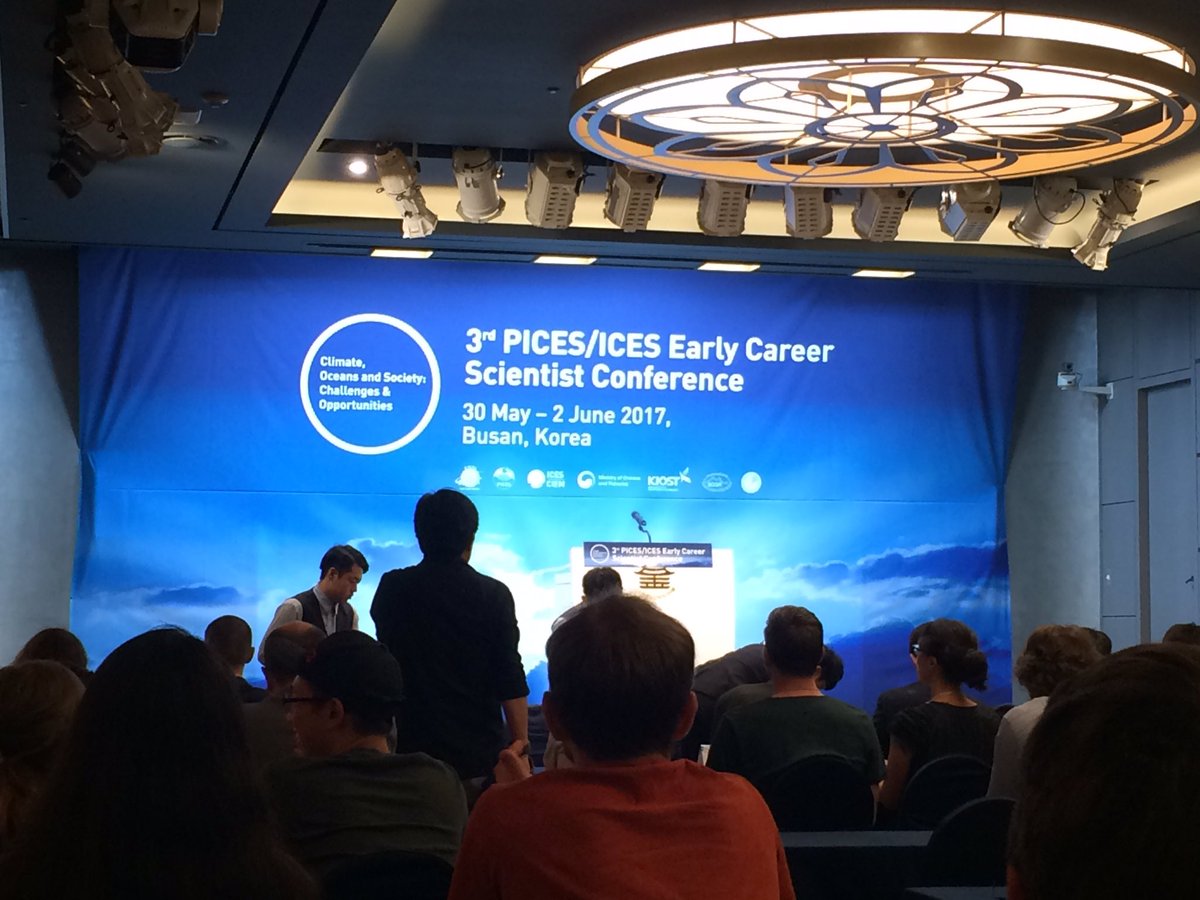 TimDencker's tweet photo. @OceanLifeCentre represented by Esther Beukhof, @van_denderen and @TimDencker at @ICES_ASC @PICES Early career scientist conference, Busan https://t.co/bQYSI8JJy5
