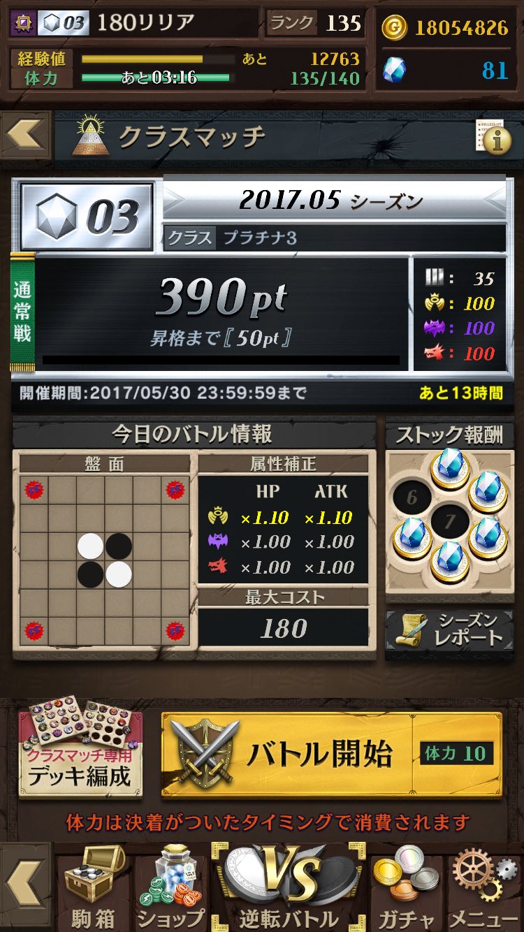 いちこ 逆転オセロニア クラスマッチは最終日が集計のため 明日はプレイできないので お気をつけくださいませm リ M ストック報酬溜まっている方はお忘れなく 私はクラス落ちがギリギリで怖くてストック報酬に挑戦できない オセロニア いちこ 逆転オセロニア クラスマッチは最終日が集計のため 明日はプレイできないので お気をつけくださいませm リ M ストック報酬溜まっている方はお忘れなく 私はクラス落ちがギリギリで怖くてストック報酬に挑戦できない オセロニア