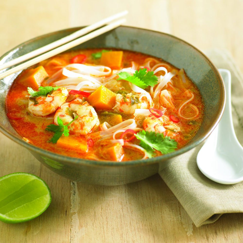 Coconut milk, coriander and with a little bit of chilli, this prawn and pumpkin laksa is a great way to feed four ow.ly/hufZ30c2Wcx