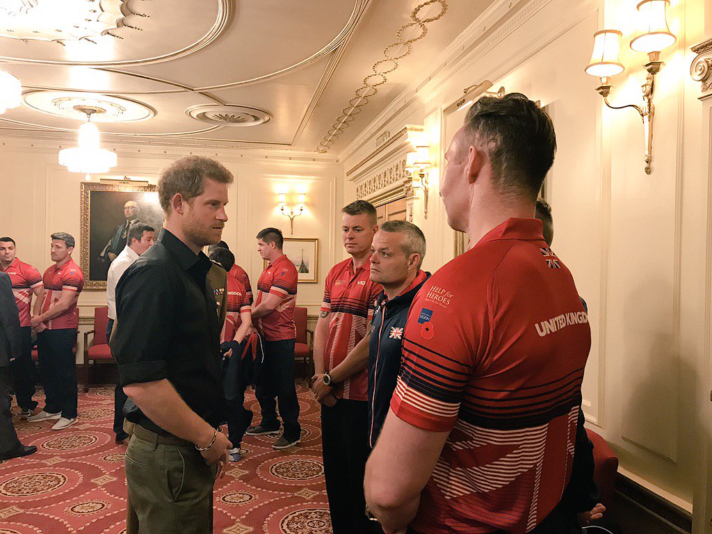 WeAreInvictus's tweet photo. Prince Harry gets to know some of the UK team competitors, the majority of whom are new to the #InvictusGames https://t.co/bOzyYCm1wj