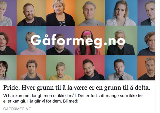 IngvildEndestad's tweet photo. Hver grunn til å la være er en grunn til å delta. Finn noen å gå i parade for på gåformeg.no #gåformeg @FRI_HET https://t.co/RW6EG1buCf