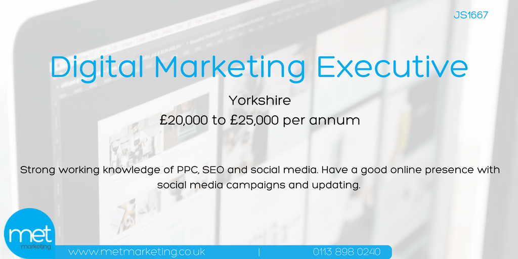 metmarketing's tweet photo. We are looking for a #DigitalMarketingExec with strong #PPC, SEO and social media! Apply here: https://t.co/4jHyHIdp93 #vacancy https://t.co/BnsMun412u