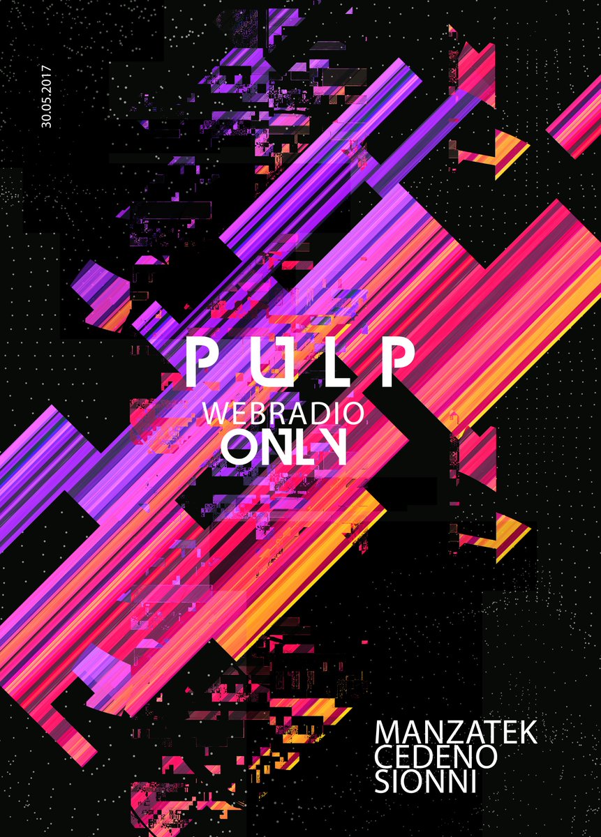 Mardi 30 Mai
►►►19h... Manzatek
►►►20h... <a href="/cedeno_dj/">Cedeño.Dj</a> 
►►►21h... Sionni
----> Sur le site darkxana.wixsite.com/pulp-webradio-…